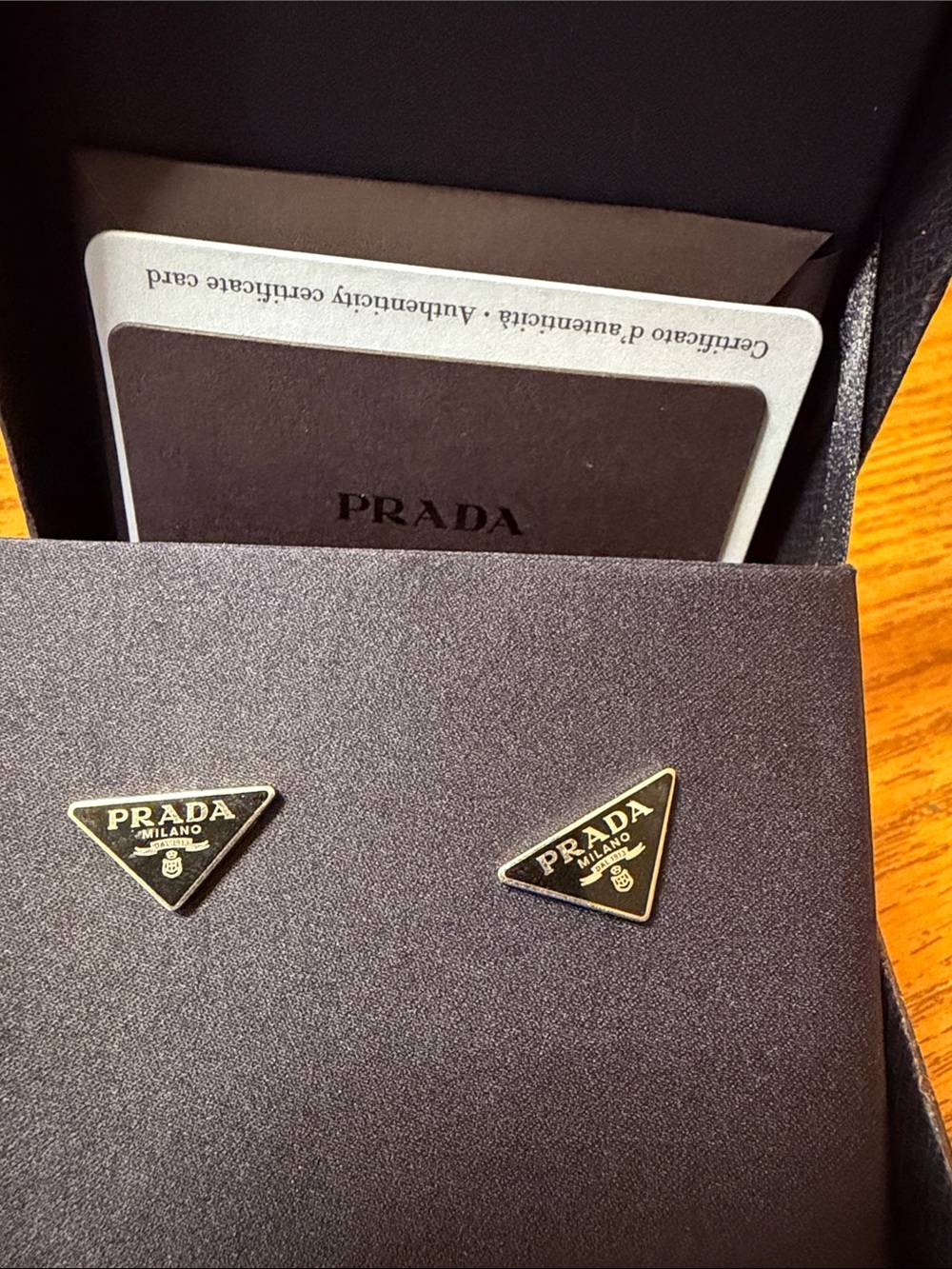 Prada Black and Gold Triangle Logo Cufflinks - Milano Emblem cozy good condition